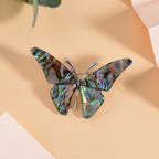 Abalone Shell Butterfly Brooch in Silver Tone