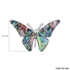 Abalone Shell Butterfly Brooch in Silver Tone