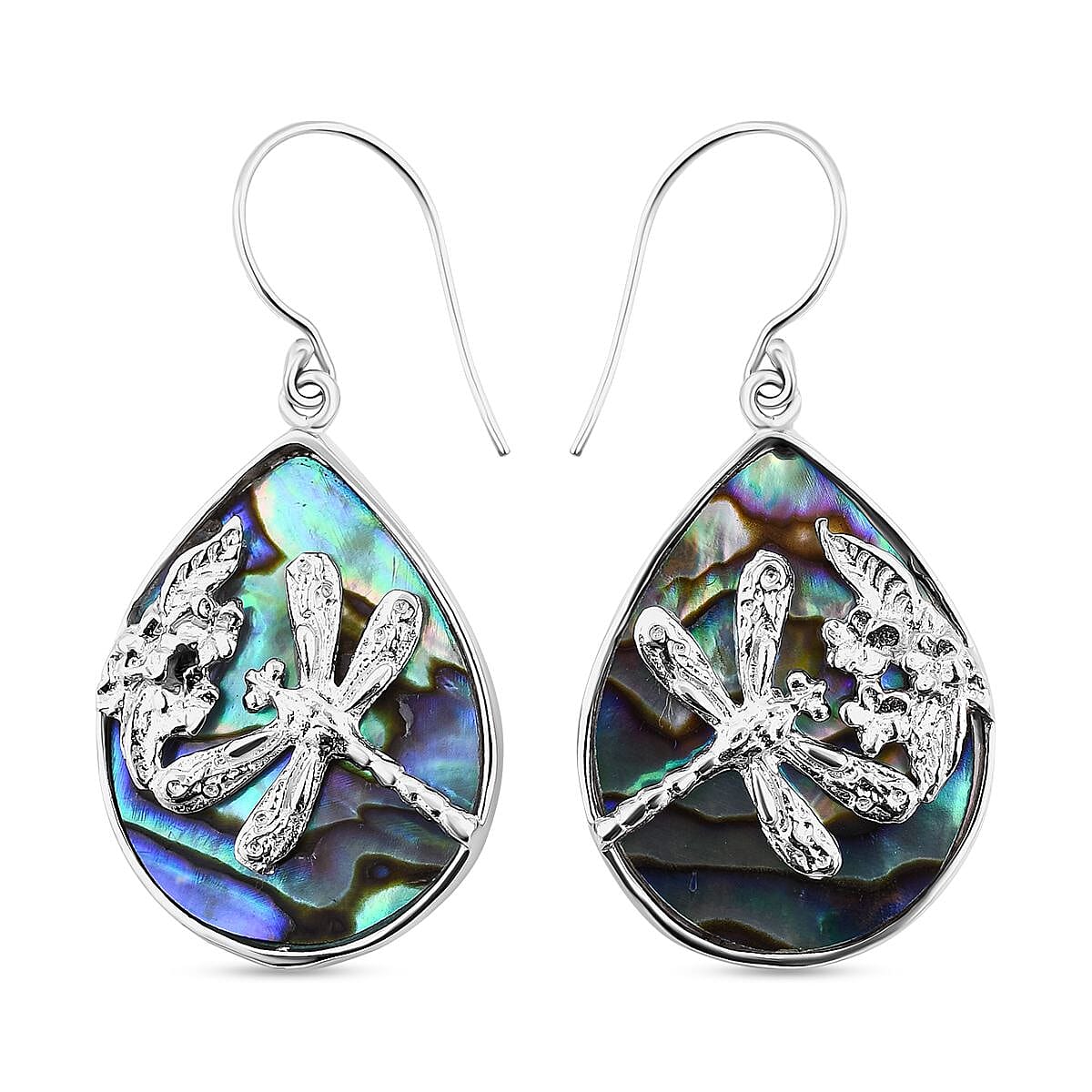 Royal Bali Collection - Abalone Shell Dragonfly Earrings in Sterling Silver 7621017 0