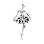 Abalone Shell & White Austrian Crystal Ballerina Brooch in SIlver Tone