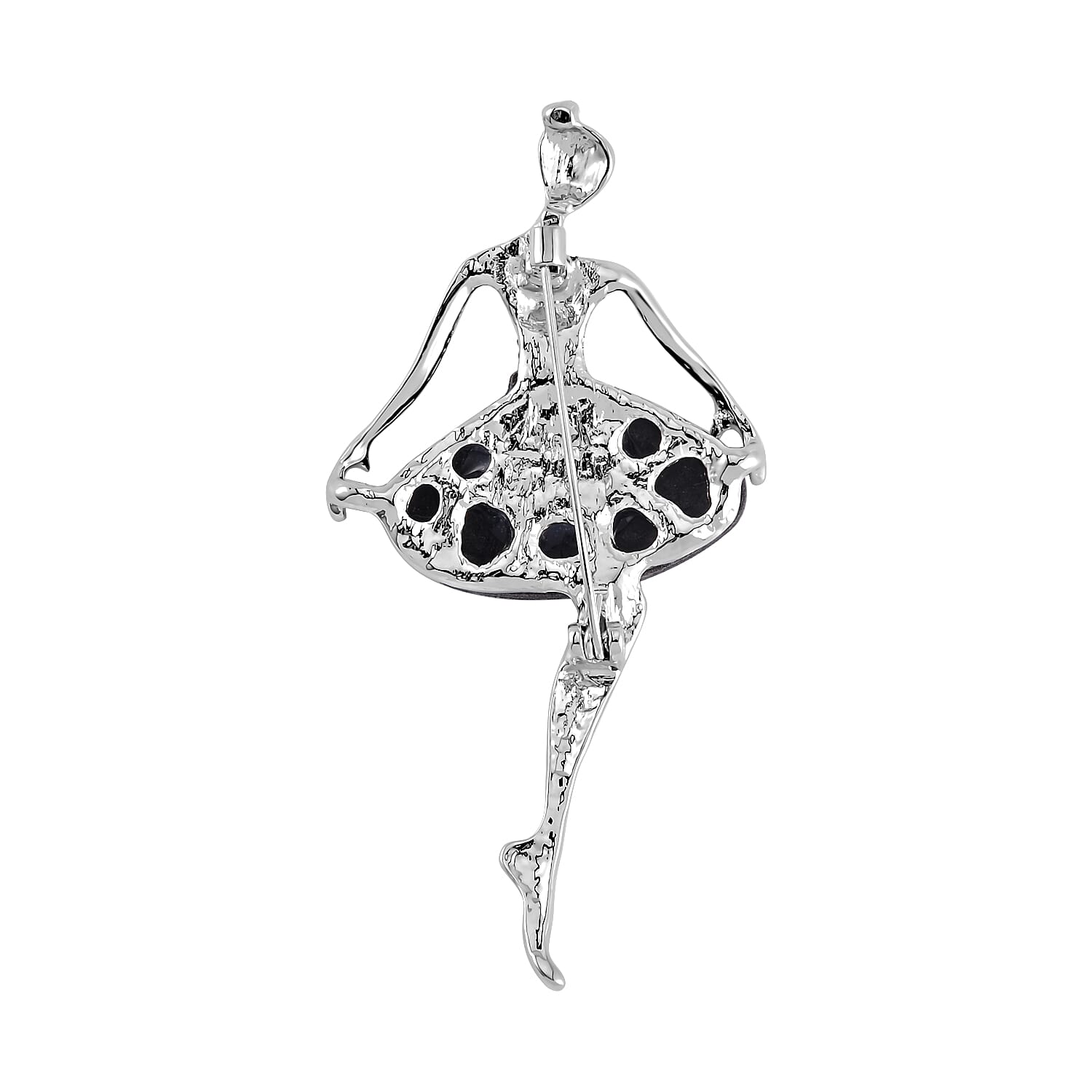 Abalone Shell &amp; White Austrian Crystal Ballerina Brooch in SIlver Tone 7639527 2