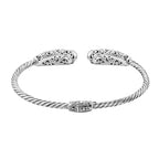 Royal Bali Collection Amethyst Cuff Bangle (Size - 7.0) in Sterling Silver 1.50 Ct, Silver Wt. 15.00 Gms