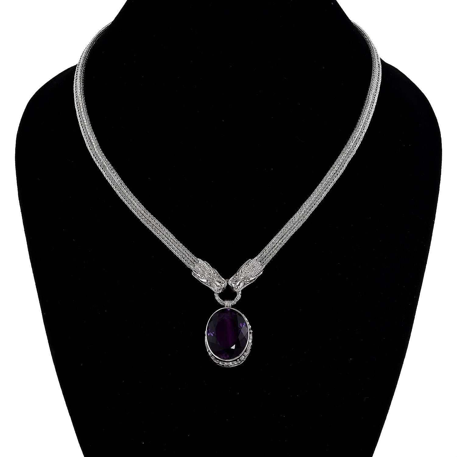 African Amethyst Solitaire Necklace (Size - 20)  Sterling Silver 7621078 3