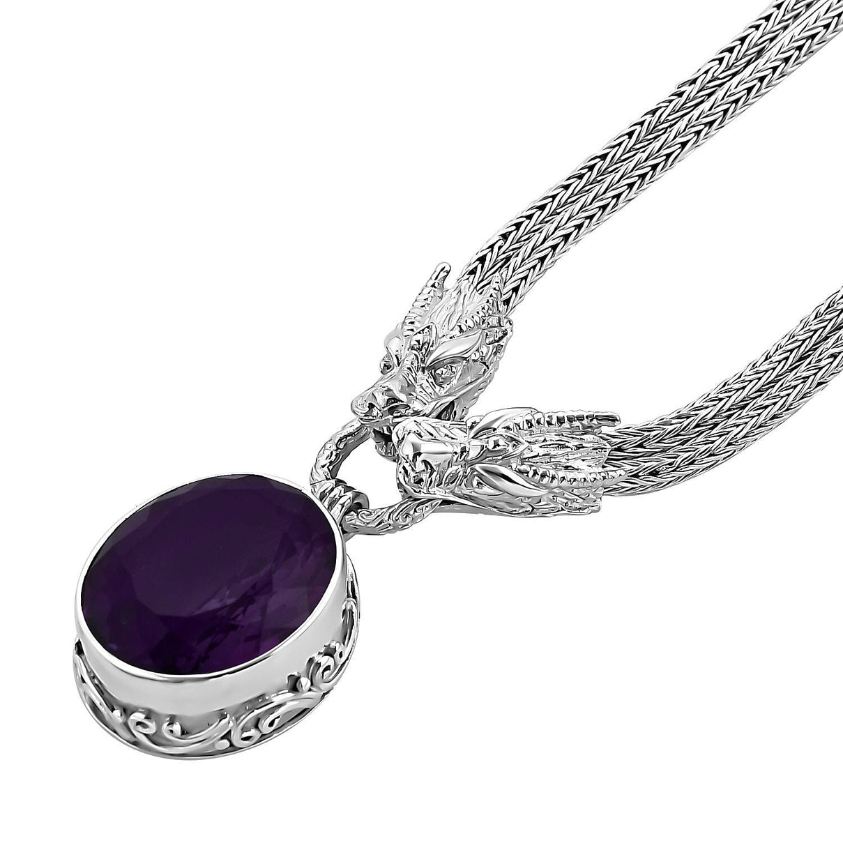 African Amethyst Solitaire Necklace (Size - 20)  Sterling Silver 7621078 4