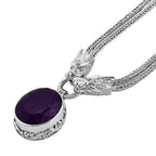 Royal Bali Collection - Amethyst Solitaire Necklace (Size - 20) in Sterling Silver 25.00 Ct, Silver Wt. 44 Gms