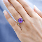 Amethyst Solitaire Ring in 18K Vermeil Yellow Gold and Platinum Plated Sterling Silver 5.61 Ct.