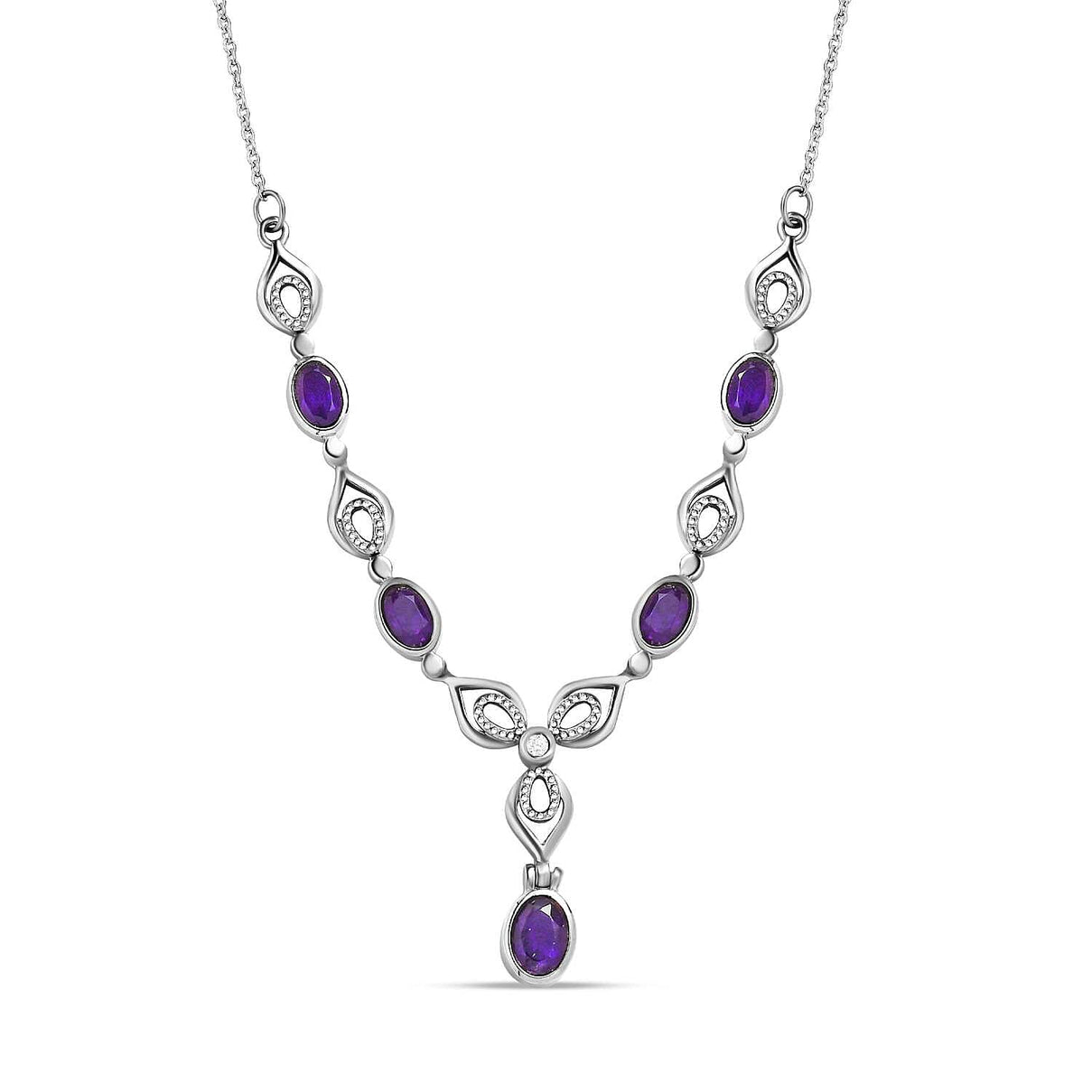 Amethyst &amp; Natural Zircon Necklace (Size - 20) 2.65 Ct. 7577595 0