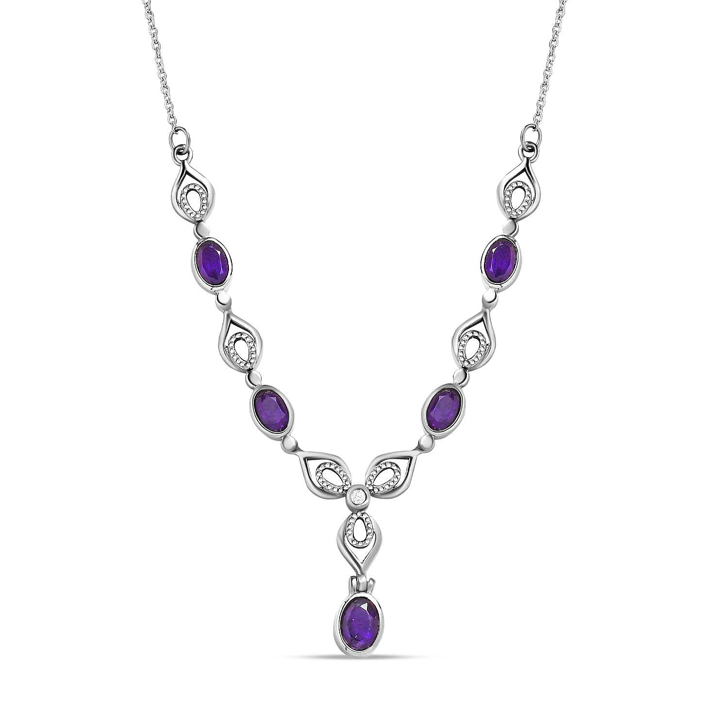 Amethyst &amp; Natural Zircon Necklace (Size - 20) 2.65 Ct. 7577595 0