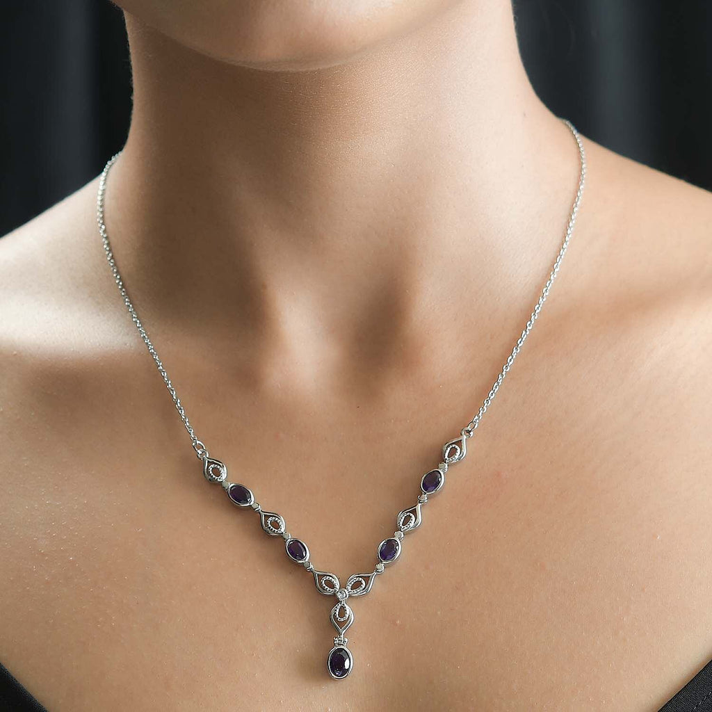 Amethyst & Natural Zircon Necklace (Size - 20) 2.65 Ct.