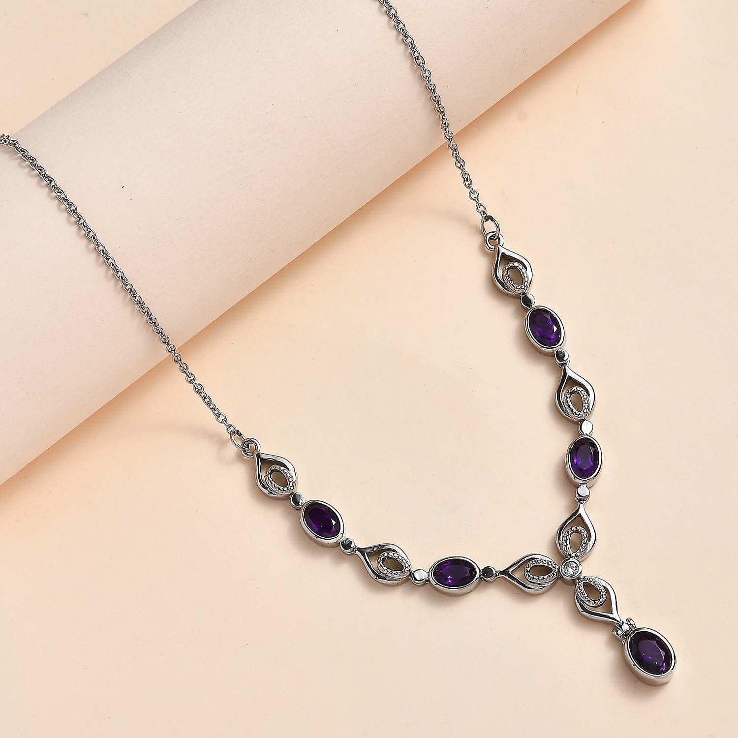 Amethyst &amp; Natural Zircon Necklace (Size - 20) 2.65 Ct. 7577595 2