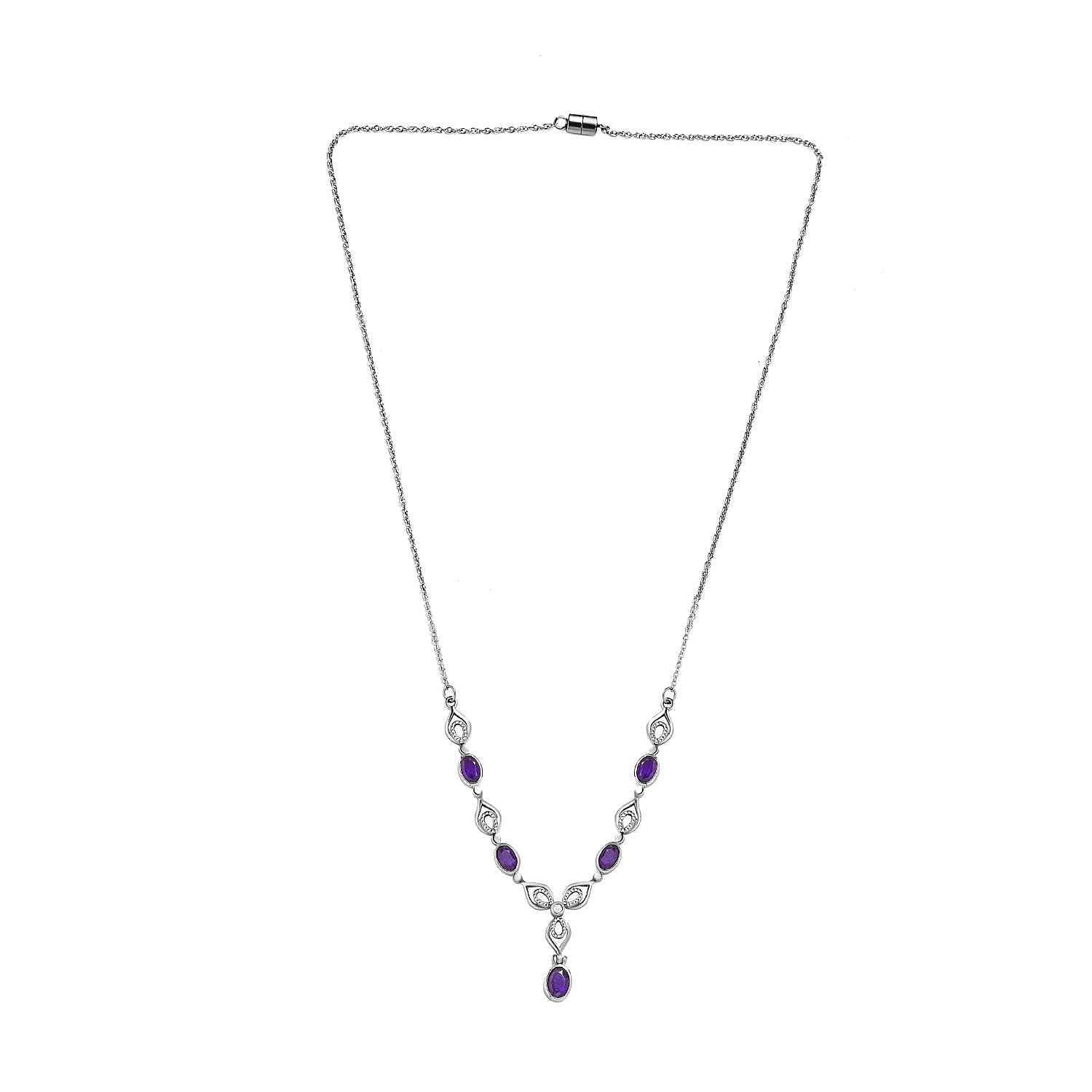 Amethyst &amp; Natural Zircon Necklace (Size - 20) 2.65 Ct. 7577595 4