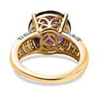 Amethyst & Natural Zircon Ring in 18K Vermeil Yellow Gold Plated Sterling Silver 5.45 Ct