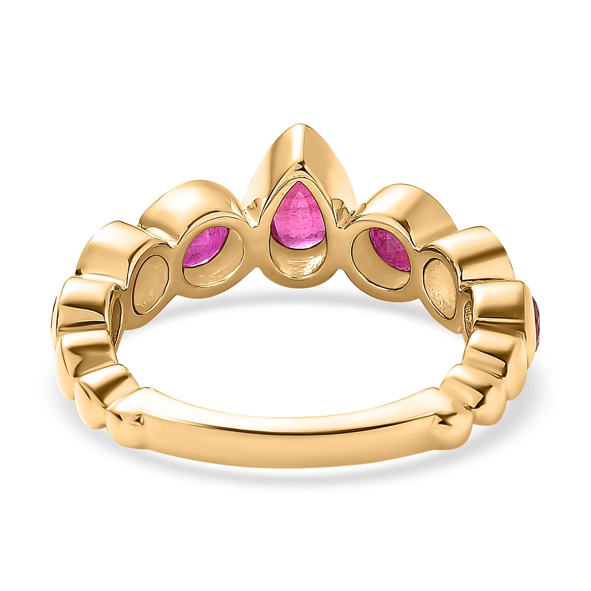 African Ruby 7 Stone Engagement Band Ring in 18K Vermeil Yellow Gold Plated Sterling Silver 2.50 Ct 7628664 4