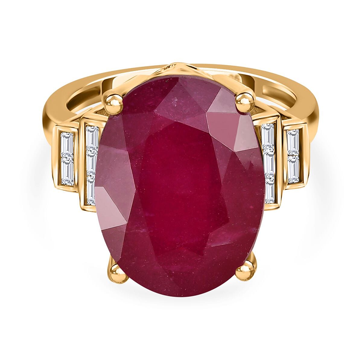 African Ruby and Moissanite  Ring in 18K Vermeil YG Plated Sterling Silver 7479828 0