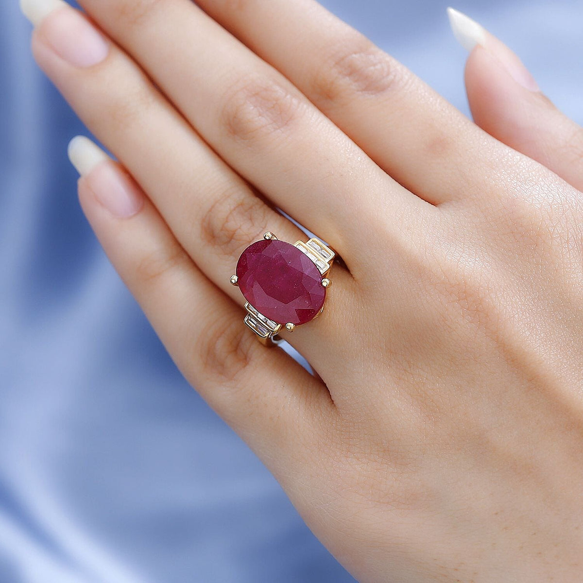 African Ruby and Moissanite  Ring in 18K Vermeil YG Plated Sterling Silver 7479828 2