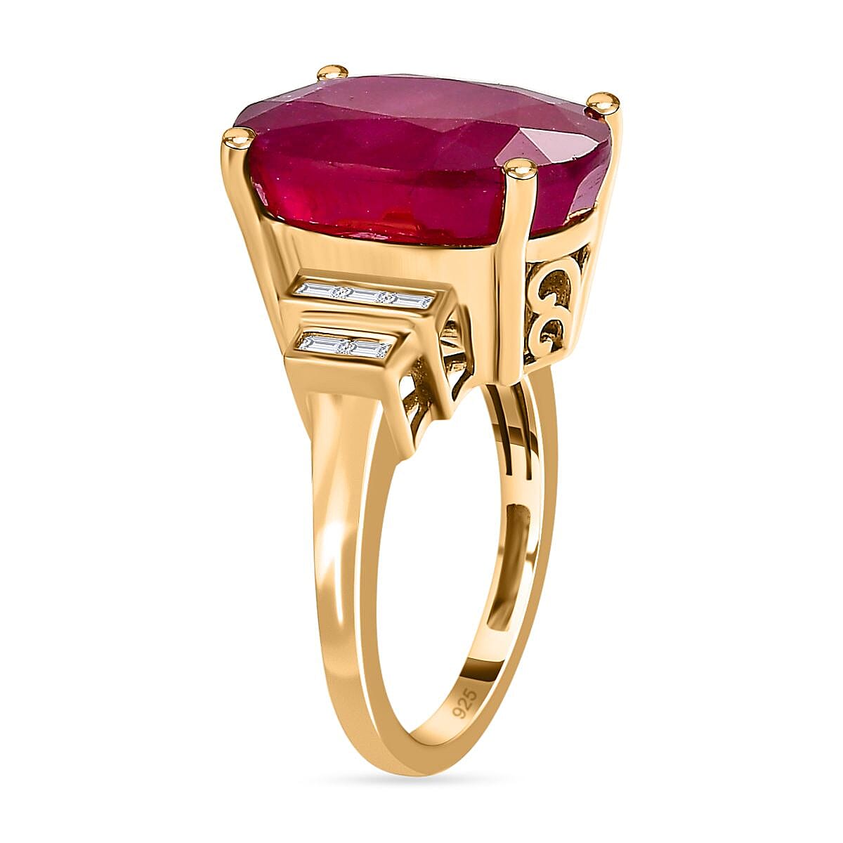 African Ruby and Moissanite  Ring in 18K Vermeil YG Plated Sterling Silver 7479828 3