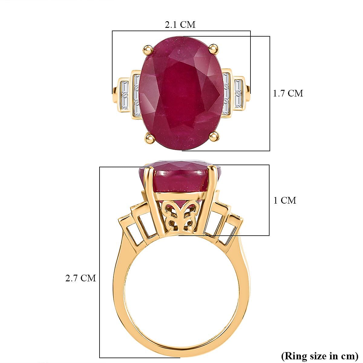 African Ruby and Moissanite  Ring in 18K Vermeil YG Plated Sterling Silver 7479828 5