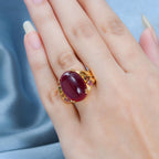 Tucson Special - African Ruby & Multi-Tourmaline Ring in 18K Vermeil Yellow Gold Plated Sterling Silver 22.84 Ct, Silver Wt 5.73 GM