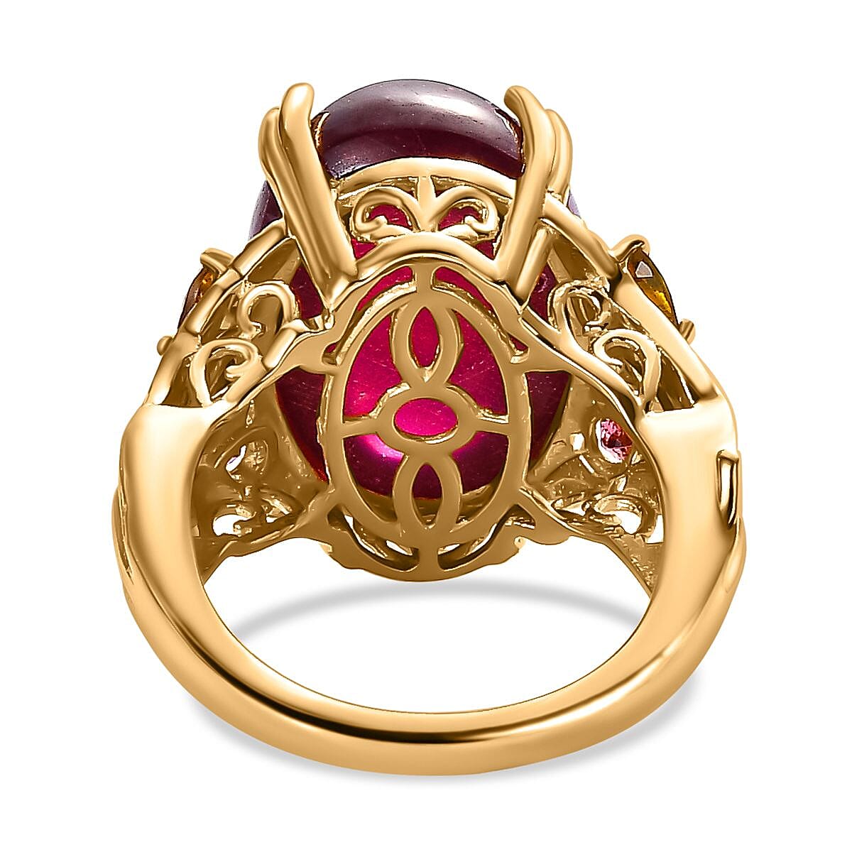 Tucson Special - African Ruby &amp; Multi-Tourmaline Ring in 18K Vermeil Yellow Gold Plated Sterling Silver 22.84 Ct, Silver Wt 5.73 GM 7583357 4