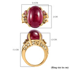 Tucson Special - African Ruby & Multi-Tourmaline Ring in 18K Vermeil Yellow Gold Plated Sterling Silver 22.84 Ct, Silver Wt 5.73 GM