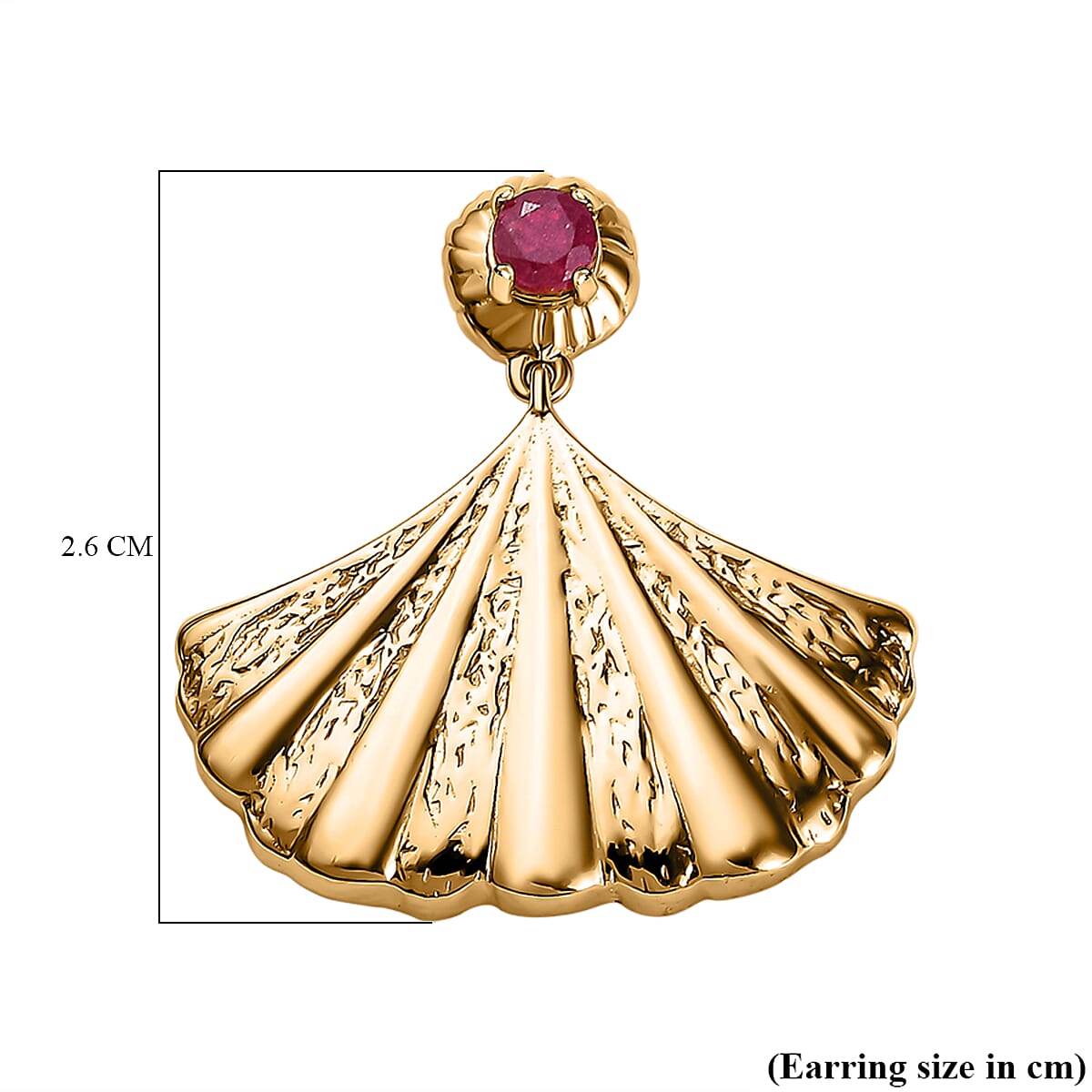 African Ruby Solitaire Drop Push Post Earring in 18K Vermeil Yellow Gold Plated Sterling Silver 0.50 ct,Silver Wt. 7 Gms 0.518 Ct. 7618551 7