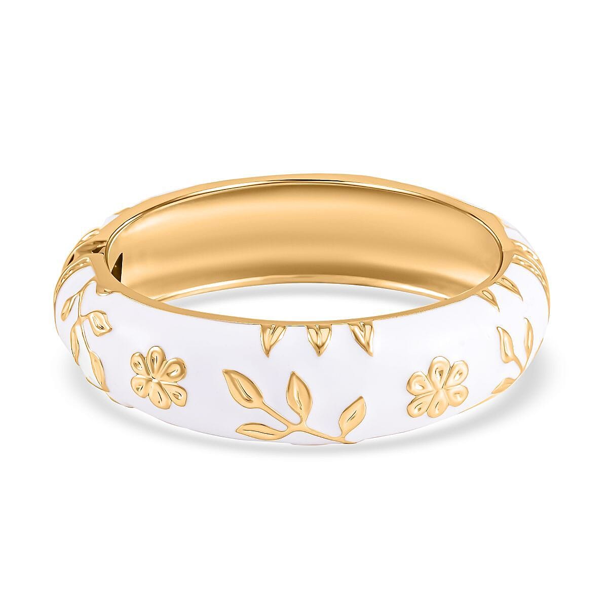 Designer Inspired- Enamelled Floral White Bangle (Size - 7.5) 7642595 0