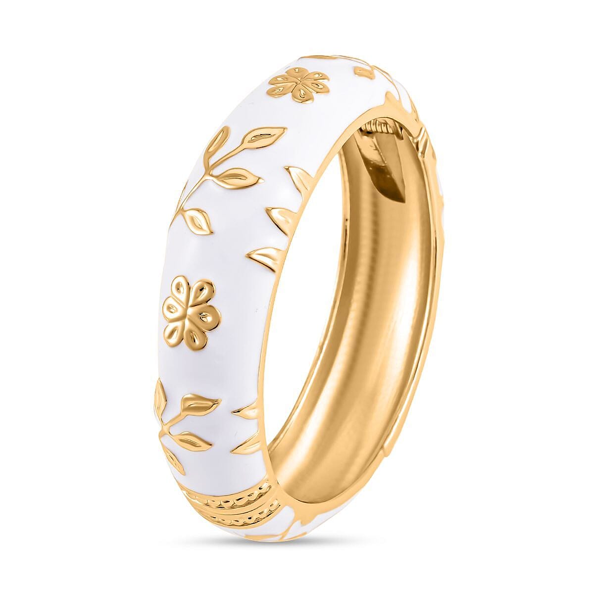 Designer Inspired- Enamelled Floral White Bangle (Size - 7.5) 7642595 4