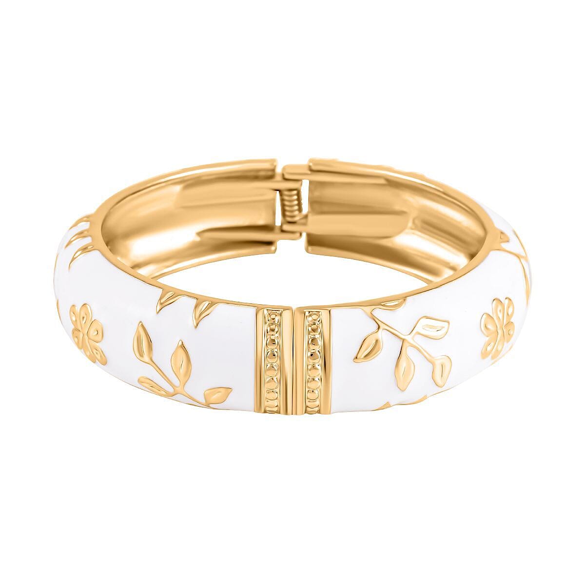 Designer Inspired- Enamelled Floral White Bangle (Size - 7.5) 7642595 5