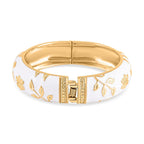 Designer Inspired- Enamelled Floral White Bangle (Size - 7.5)
