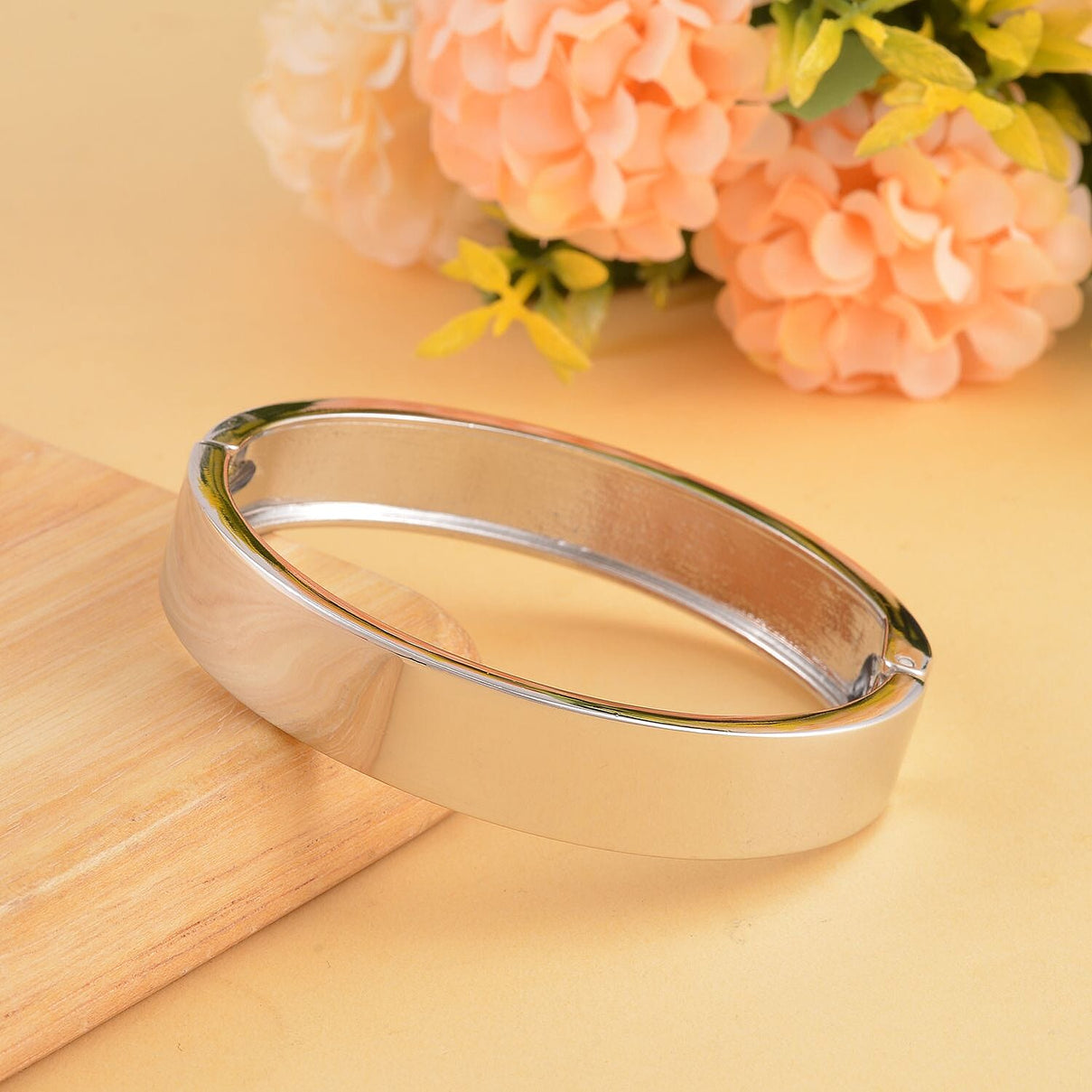 Designer Inspired Hinged Bangle in Silver Tone 7642828 2