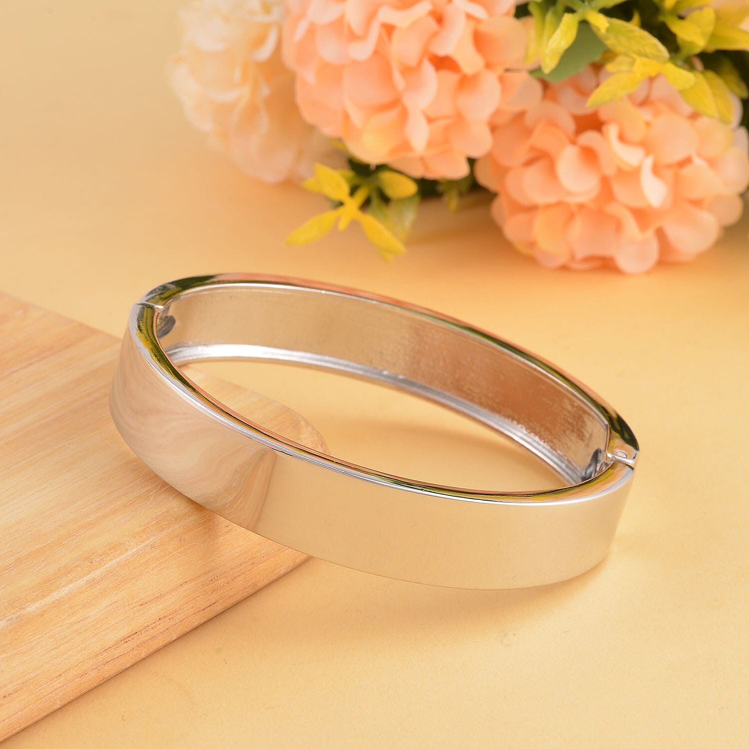 Designer Inspired Hinged Bangle in Silver Tone 7642828 2
