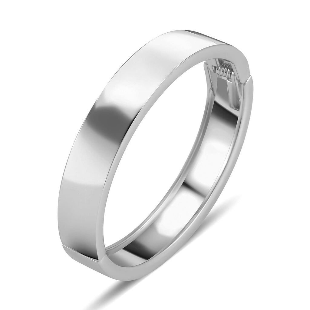 Designer Inspired Hinged Bangle in Silver Tone