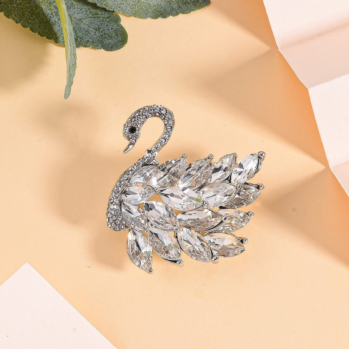 Austrian Black and White Swan Brooch 7639507 2