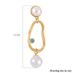 Blue Austrian Crystal & White Shell Pearl Earrings