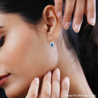 Natural Ratanakiri Blue Zircon & Natural Zircon Halo Earrings in Rhodium Overlay Sterling Silver 3.06 Ct