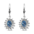Natural Ratanakiri Blue Zircon & Natural Zircon Halo Earrings in Rhodium Overlay Sterling Silver 3.06 Ct