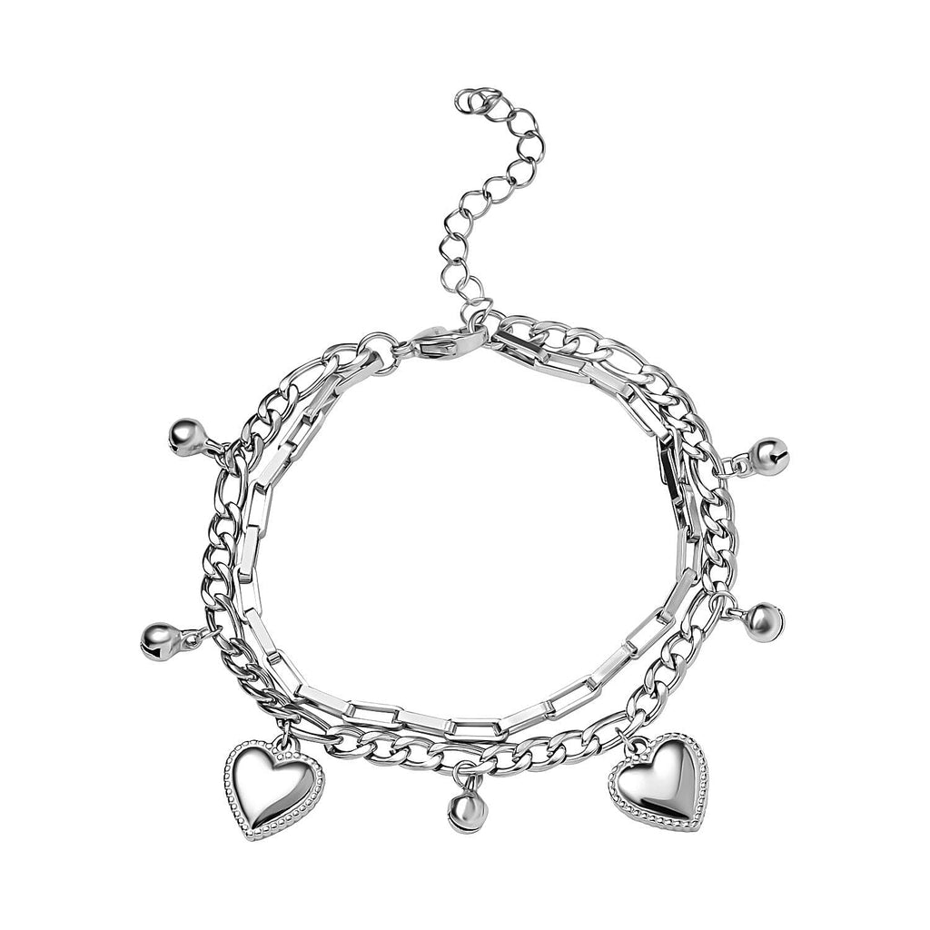 Heart & Ball Charm Bracelet (Size - 7.5-2 Ext.)