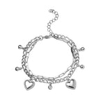 Heart & Ball Charm Bracelet (Size - 7.5-2 Ext.)