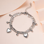 Heart & Ball Charm Bracelet (Size - 7.5-2 Ext.)