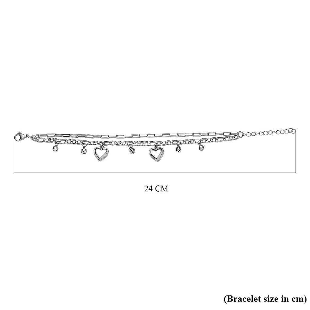 Heart & Ball Charm Bracelet (Size - 7.5-2 Ext.)