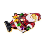 Multi Colour Enamelled Santa Brooch in Yellow Gold Tone