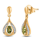 Calabar Tourmaline & Natural Zircon Drop Earrings in 18K YG Vermeil Plated Sterling Silver