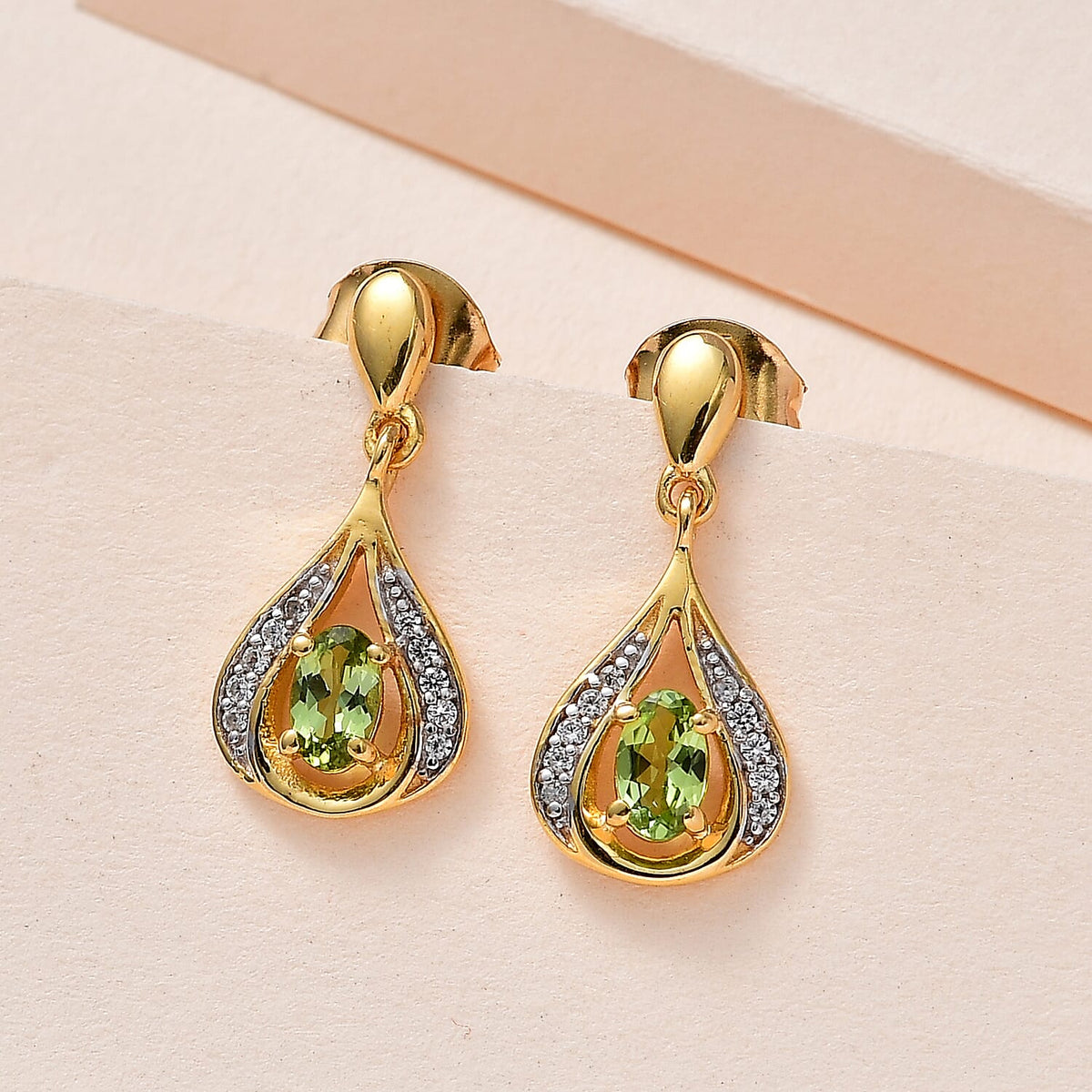 Calabar Tourmaline &amp; Natural Zircon Drop Earrings in 18K YG Vermeil Plated Sterling Silver 7621154 1