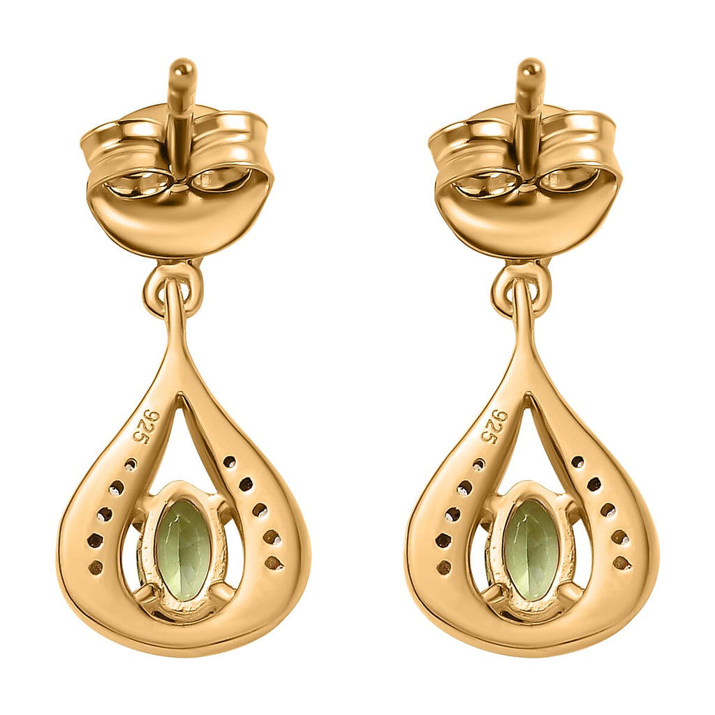 Calabar Tourmaline & Natural Zircon Drop Earrings in 18K YG Vermeil Plated Sterling Silver