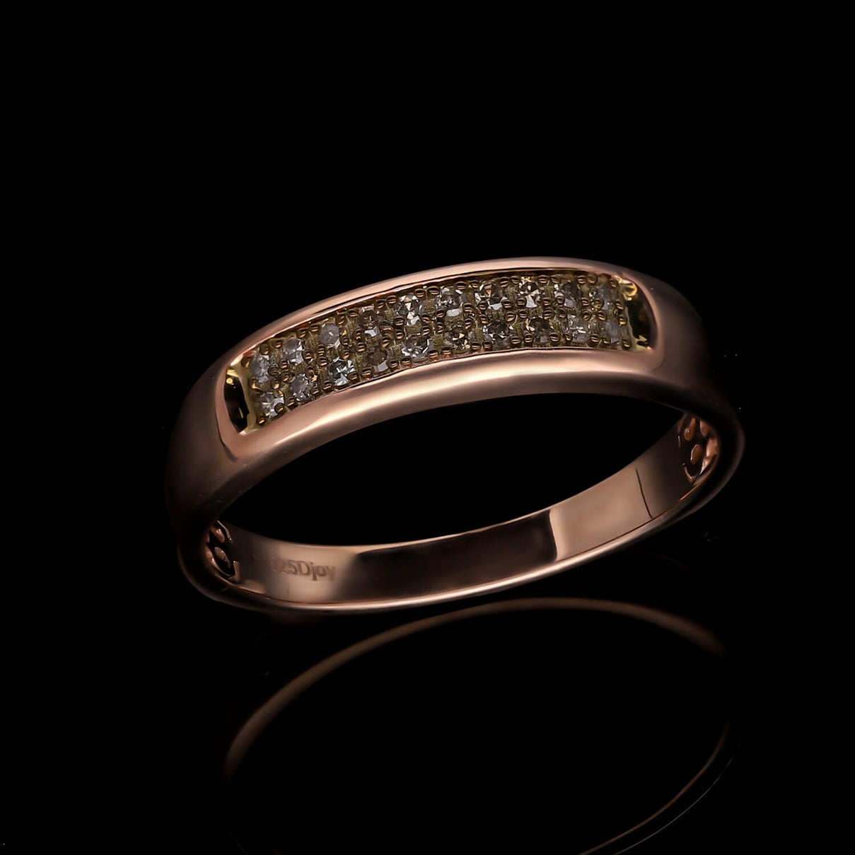Champagne Diamond Half-Eternity Wedding Band Ring in 18K Rose Gold Vermeil Plated Sterling Silver 0.16 Ct 7619438 1
