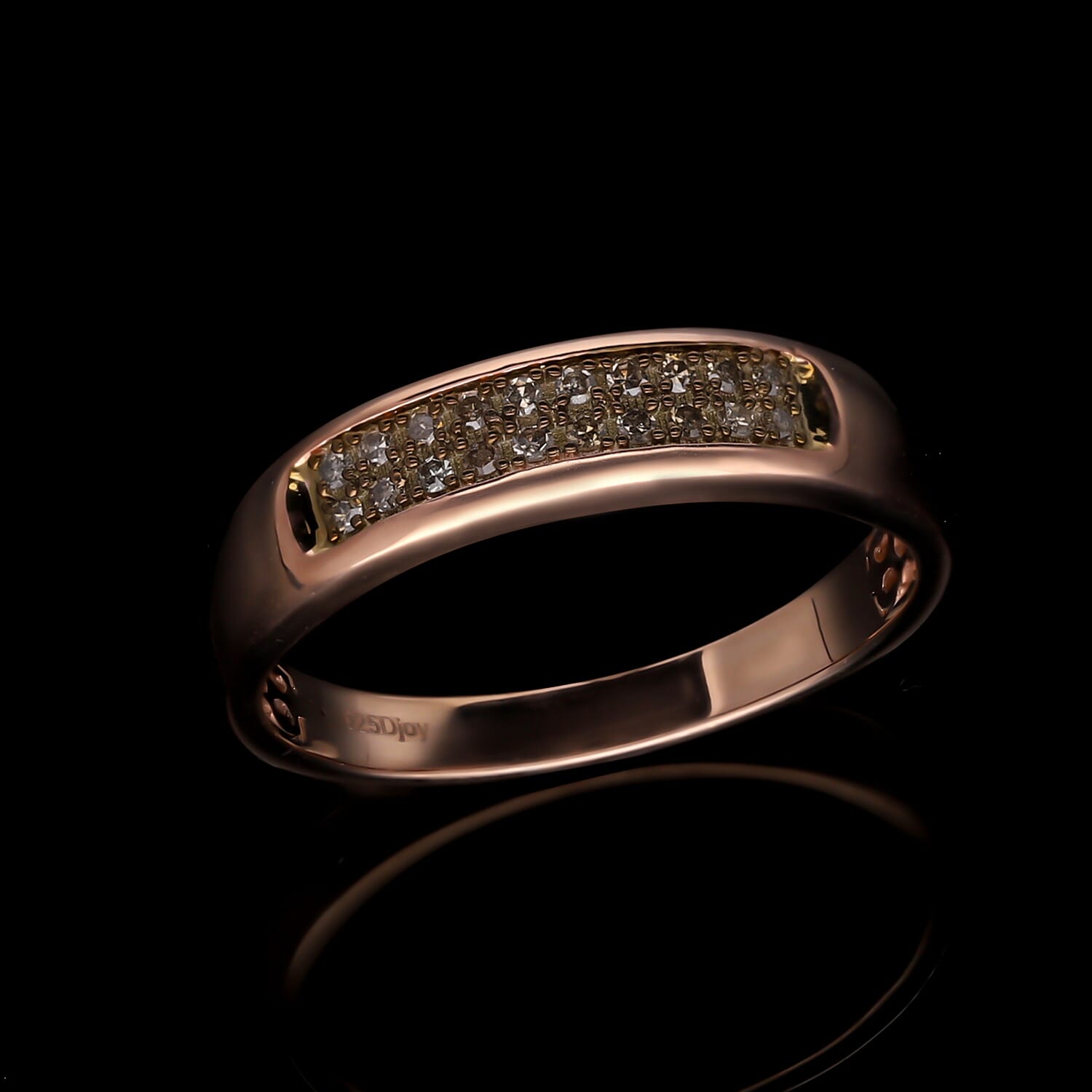 Champagne Diamond Half-Eternity Wedding Band Ring in 18K Rose Gold Vermeil Plated Sterling Silver 0.16 Ct 7619438 1