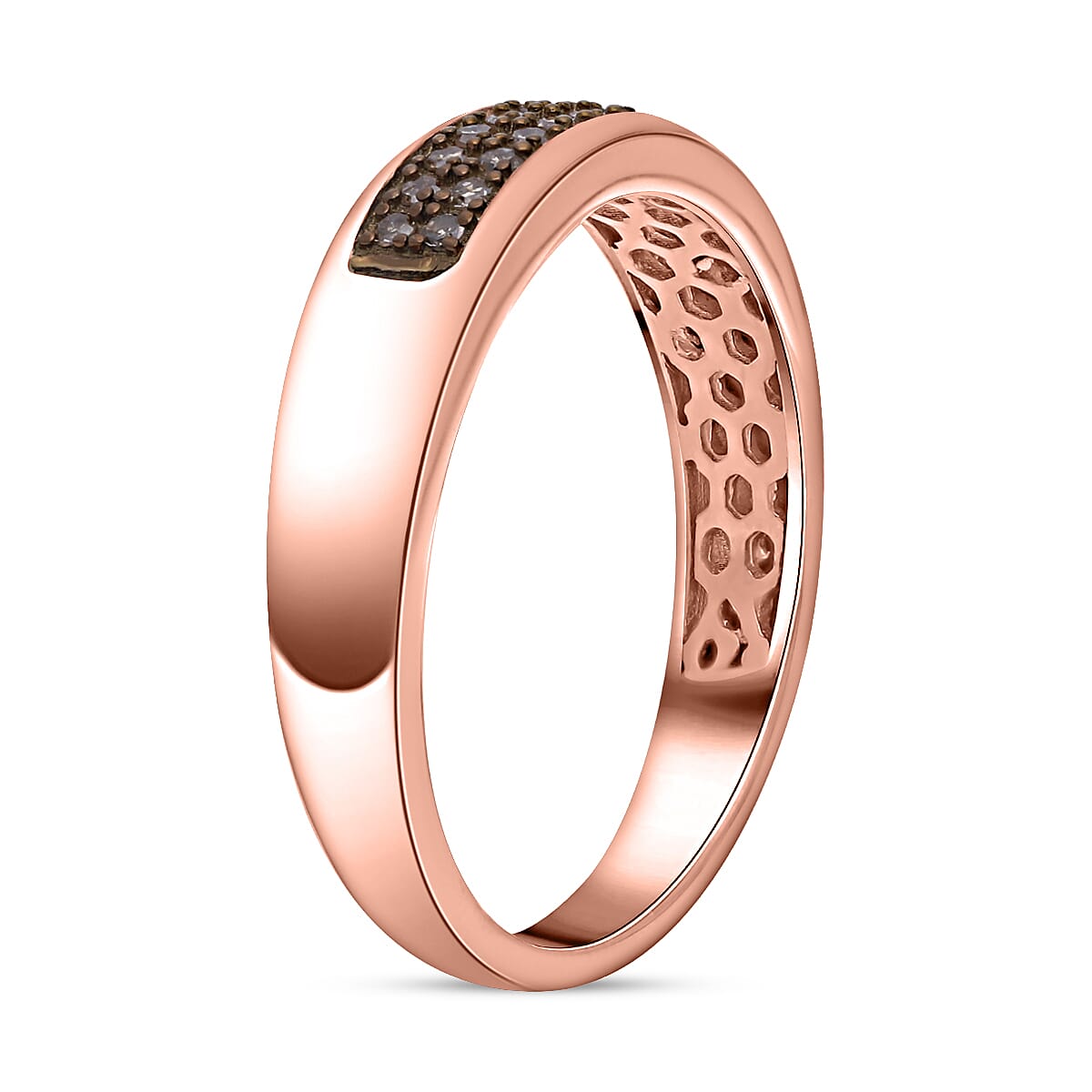 Champagne Diamond Half-Eternity Wedding Band Ring in 18K Rose Gold Vermeil Plated Sterling Silver 0.16 Ct 7619438 3