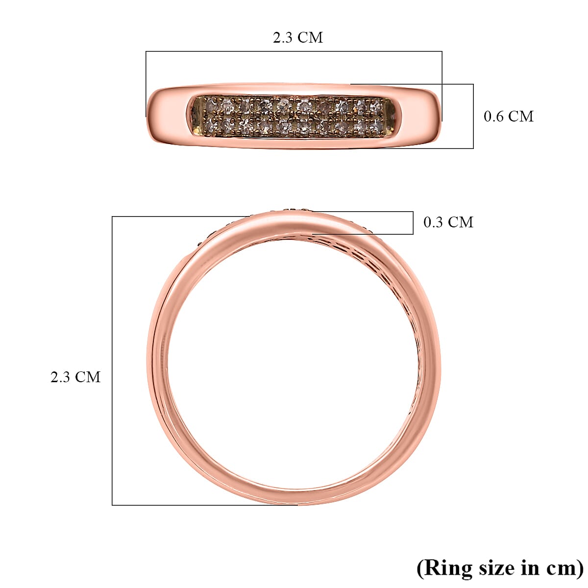 Champagne Diamond Half-Eternity Wedding Band Ring in 18K Rose Gold Vermeil Plated Sterling Silver 0.16 Ct 7619438 5