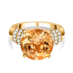 Citrine & Natural Zircon Ring in 18K Vermeil Yellow Gold Plated Sterling Silver 6.34 Ct