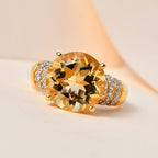 Citrine & Natural Zircon Ring in 18K Vermeil Yellow Gold Plated Sterling Silver 6.34 Ct